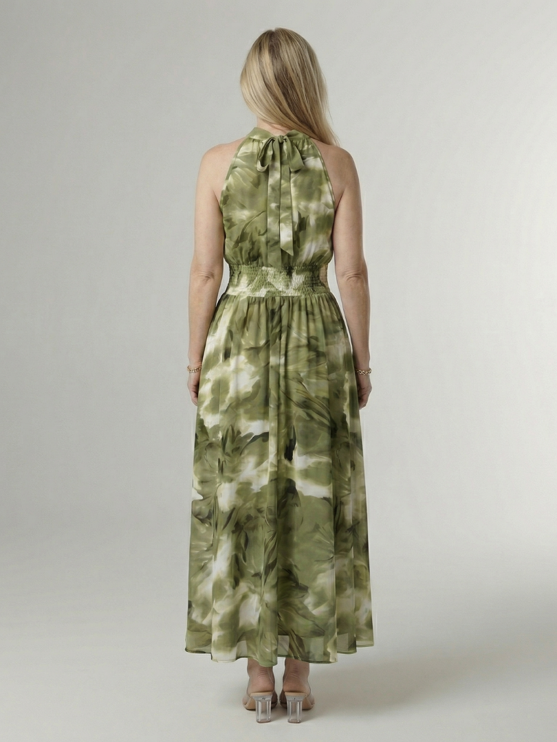 Sylin | Abito Midi con Scollo a Halter Arricciato