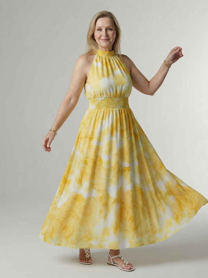 Sylin | Abito Midi con Scollo a Halter Arricciato