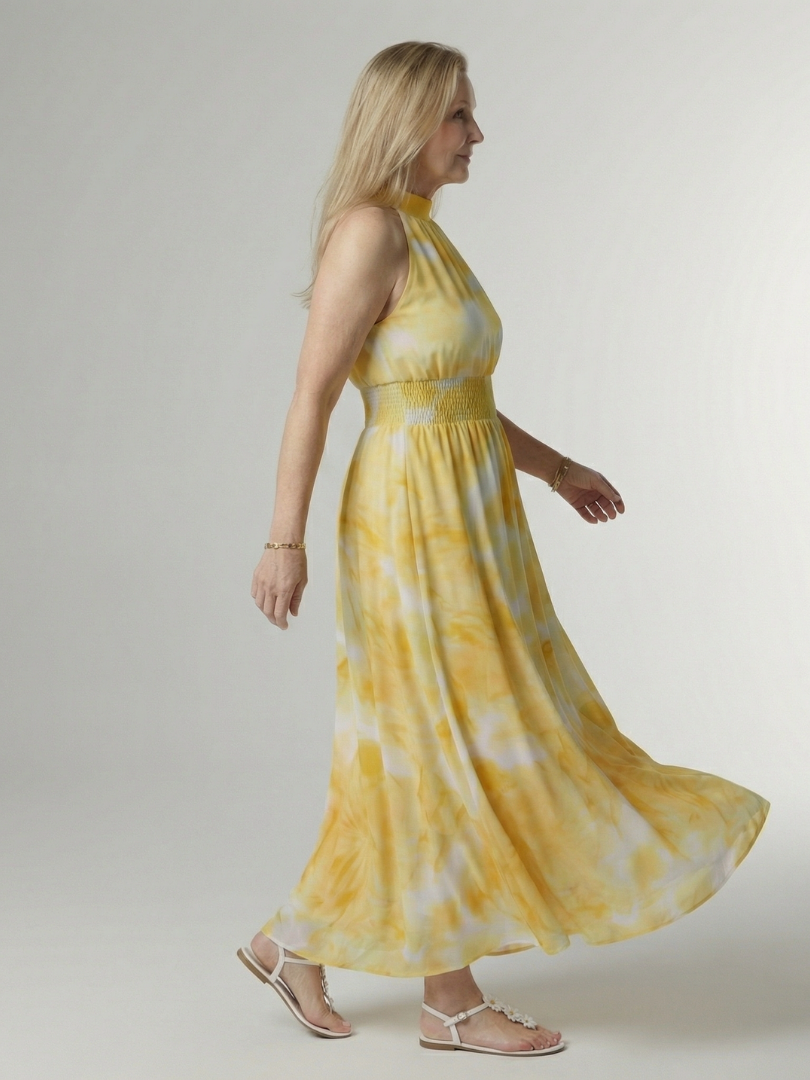Sylin | Abito Midi con Scollo a Halter Arricciato