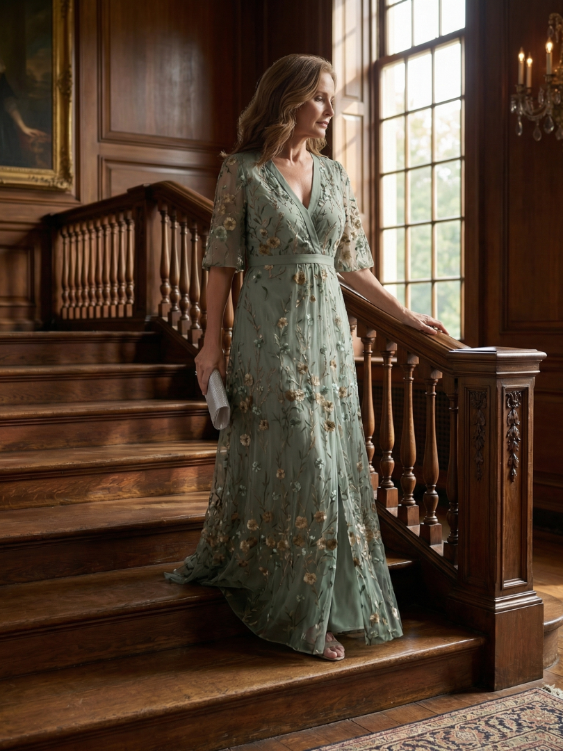 Julia | Abito maxi floreale con scollo a V