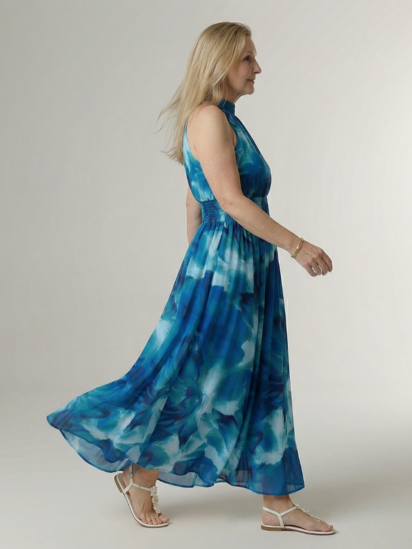 Sylin | Abito Midi con Scollo a Halter Arricciato