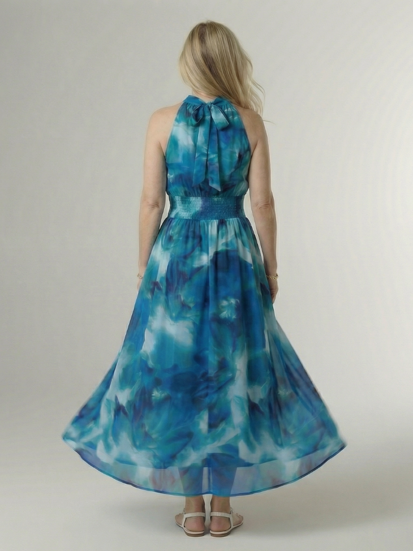 Sylin | Abito Midi con Scollo a Halter Arricciato