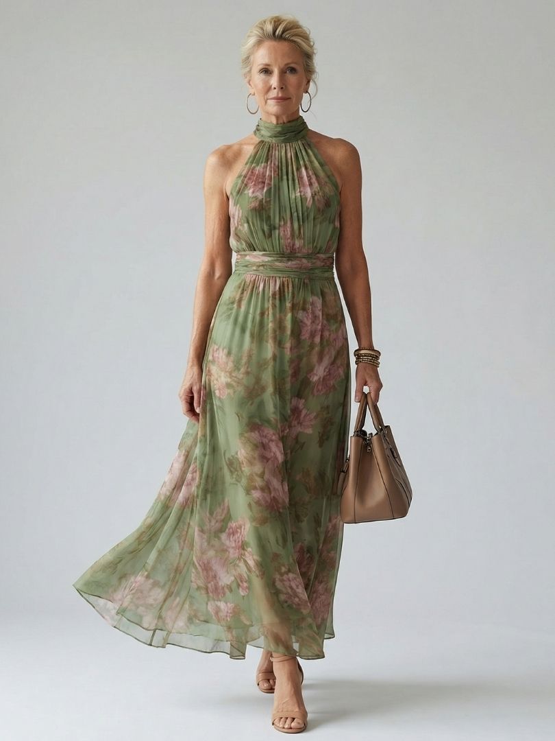 Mirelle | Vestito midi con scollo all'americana arricciato