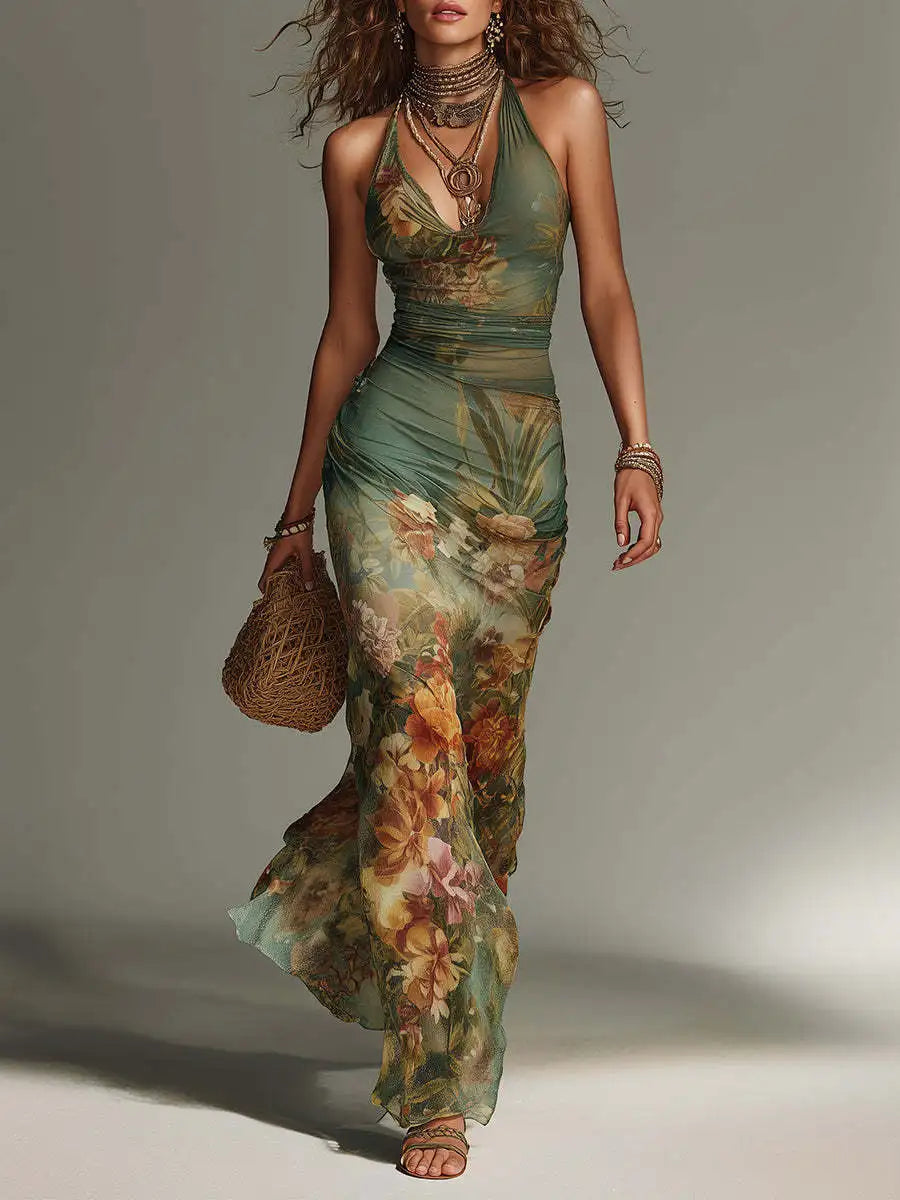 Abita elegante vestito da donna con stampa floreale