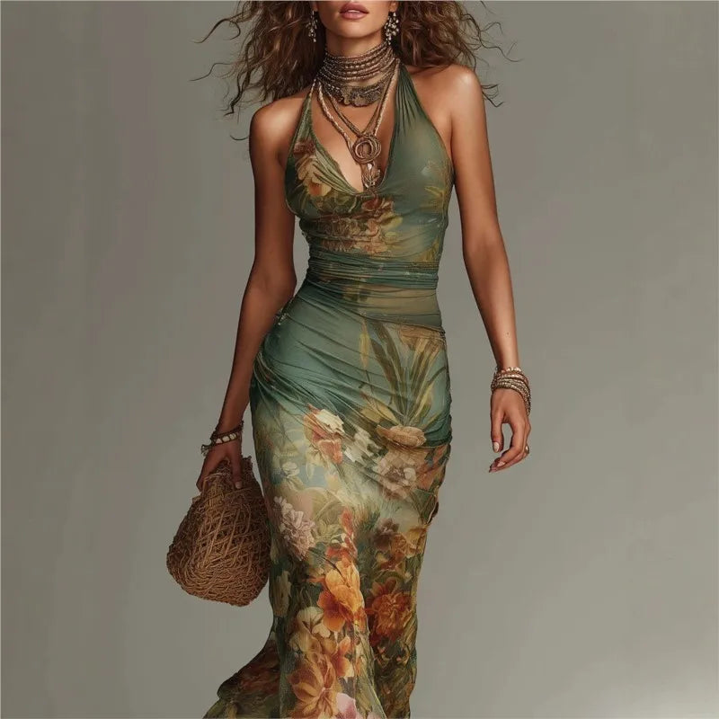 Abita elegante vestito da donna con stampa floreale