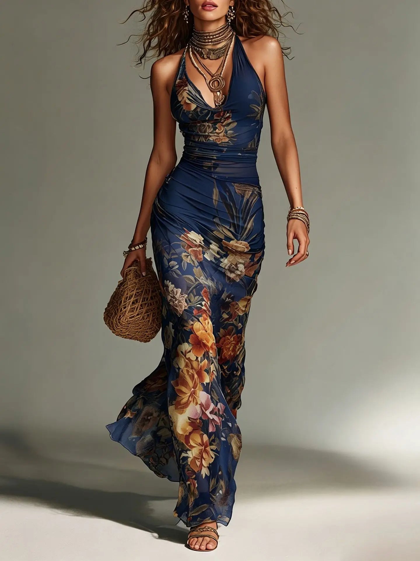 Abita elegante vestito da donna con stampa floreale