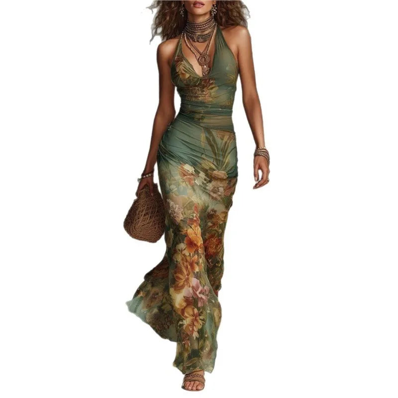 Abita elegante vestito da donna con stampa floreale