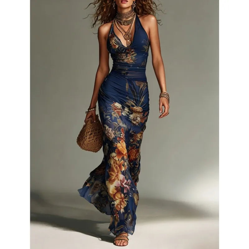 Abita elegante vestito da donna con stampa floreale