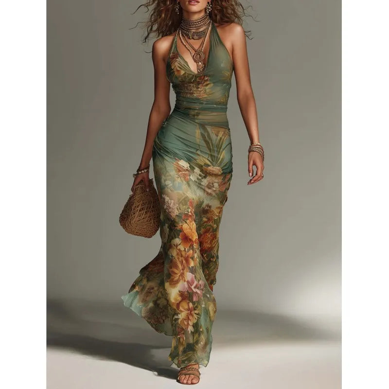Abita elegante vestito da donna con stampa floreale