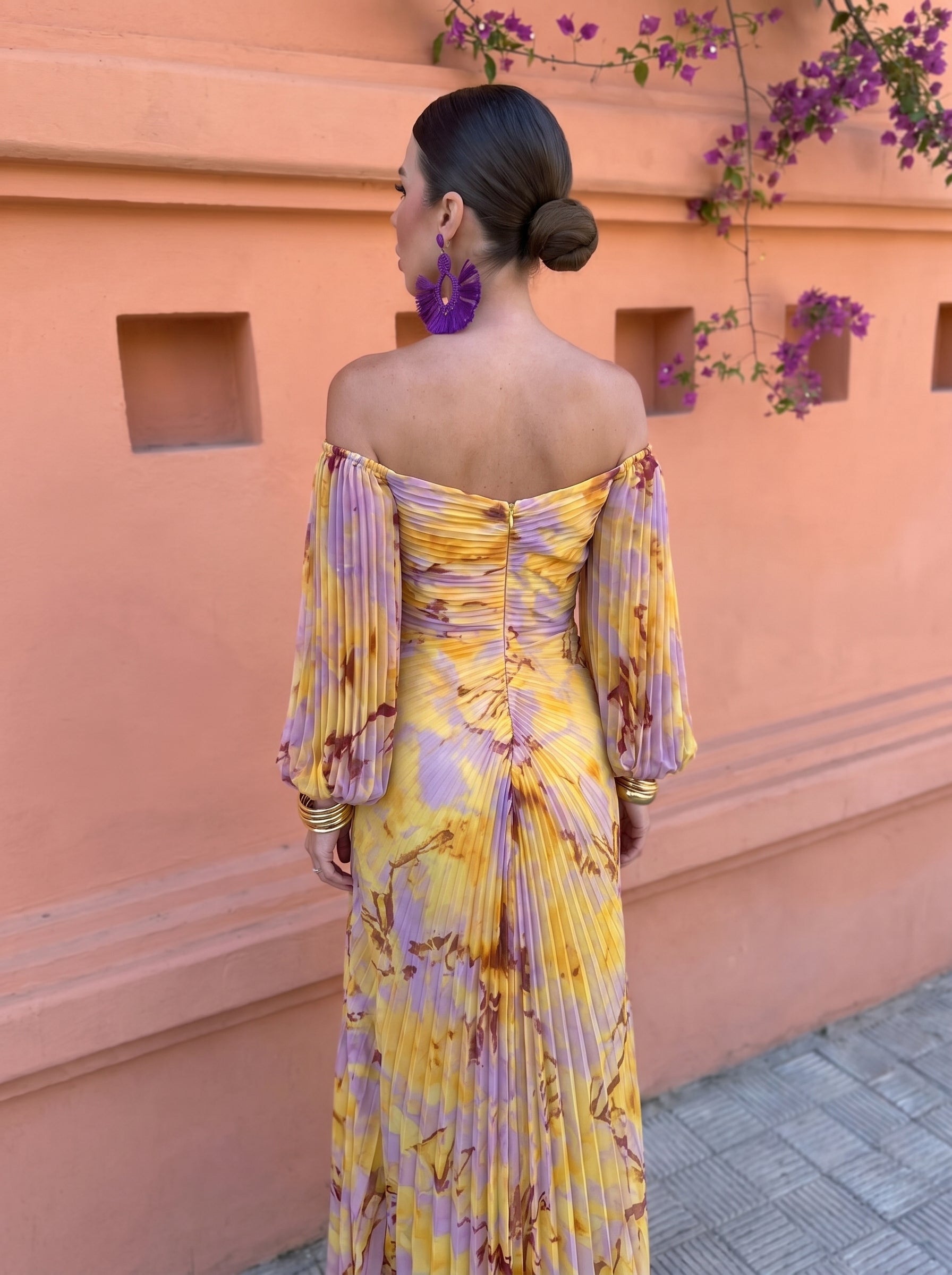 Rosaria | Abito lungo floreale con scollo profondo