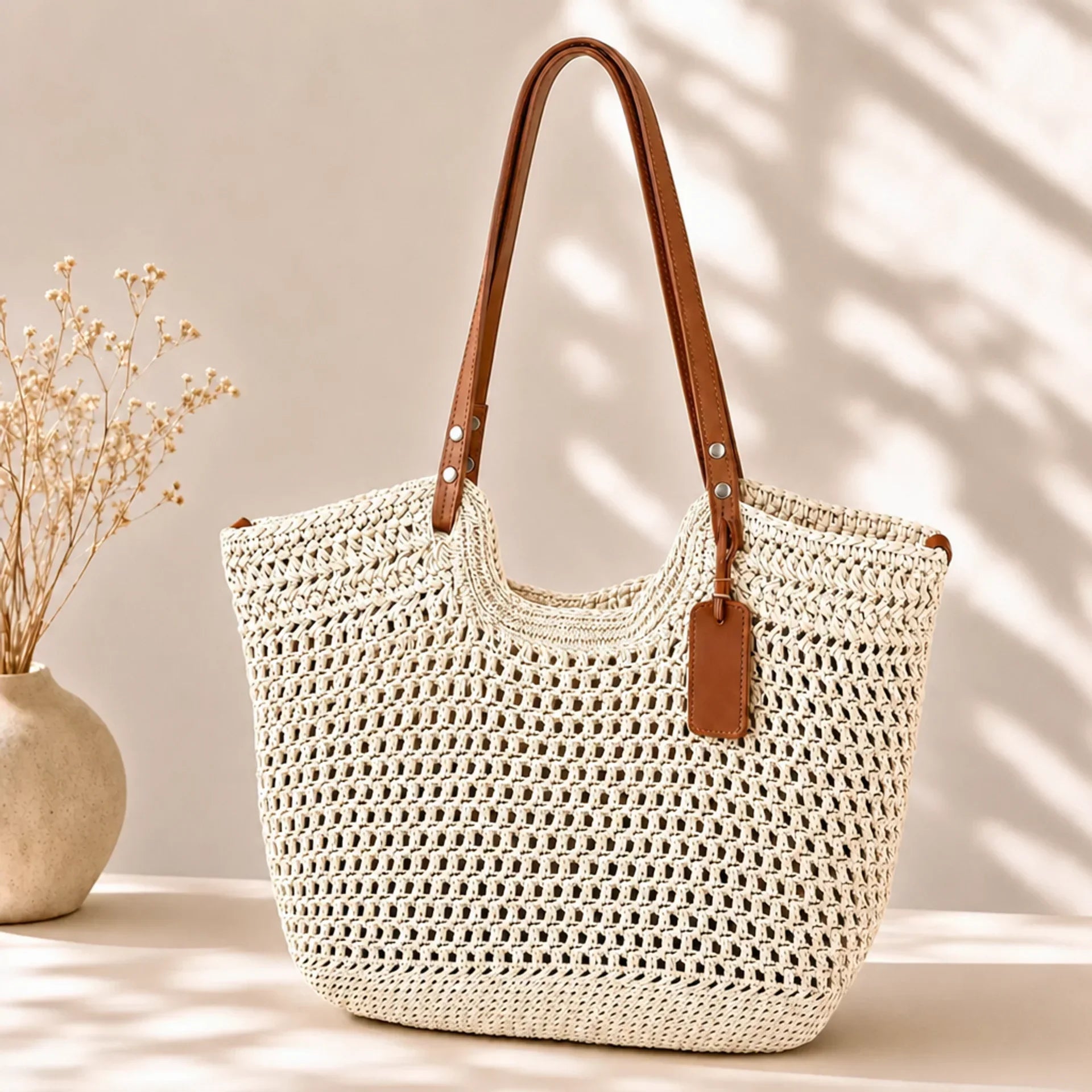 Sophia | Borsa Shopper Intrecciata a Mano all'Uncinetto